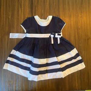 BABY GIRL SAILOR BLUE WHITE FORMAL EVENING DRESS BOW CUTE FASHION 9 MONTHS